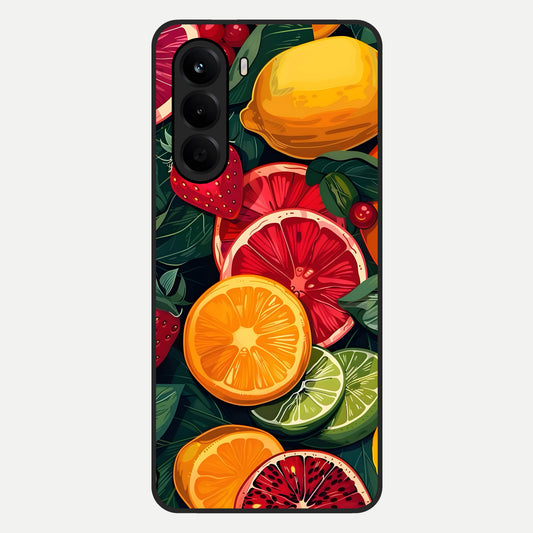  Multiple Fruits Glass Case For OnePlus Nord CE 6 Lite back cover – full design glossy printed glass finish