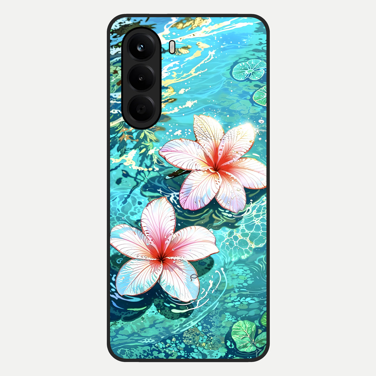  Pink Flowers in Water Glass Case For OnePlus Nord CE 6 Lite back cover – full design glossy printed glass finish