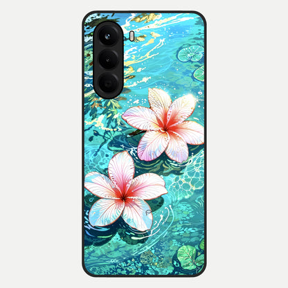 Pink Flowers in Water Glass Case For OnePlus Nord CE 6 Lite back cover – full design glossy printed glass finish