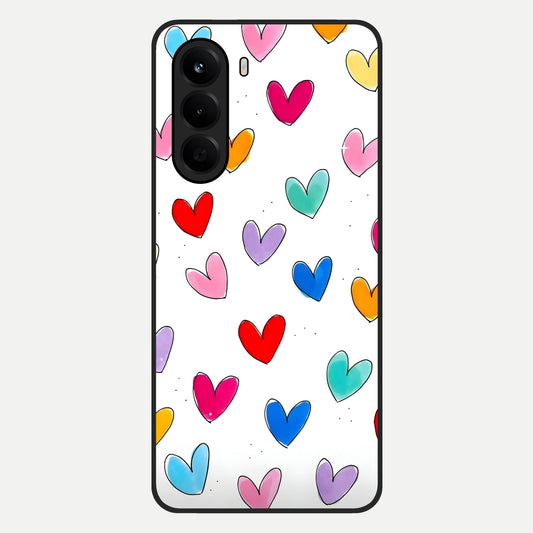  Playful Love Doodles Glass Case For OnePlus Nord CE 6 Lite back cover – full design glossy printed glass finish