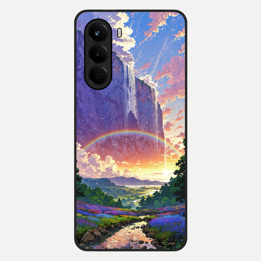  Rainbow Valley Dream Glass Case For OnePlus Nord CE 6 Lite back cover – full design glossy printed glass finish