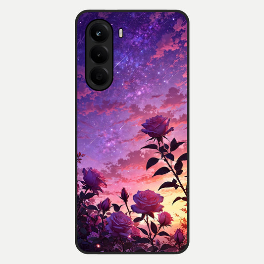  Starlit Rose Twilight Glass Case For OnePlus Nord CE 6 Lite back cover – full design glossy printed glass finish