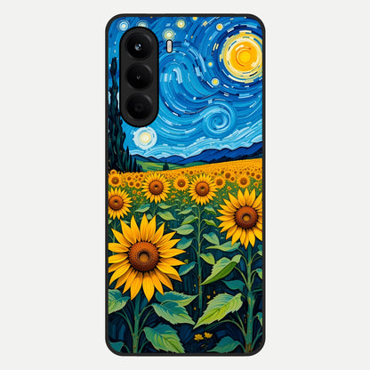  Starry Sunflower Dreams Glass Case For OnePlus Nord CE 6 Lite back cover – full design glossy printed glass finish