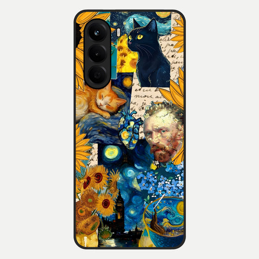  Sunflower Chic Mood Custom Name Glass Case For OnePlus Nord CE 6 Lite back cover – full design glossy printed glass finish