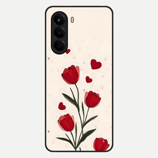  Tulip With Heart Glass Case For OnePlus Nord CE 6 Lite back cover – full design glossy printed glass finish