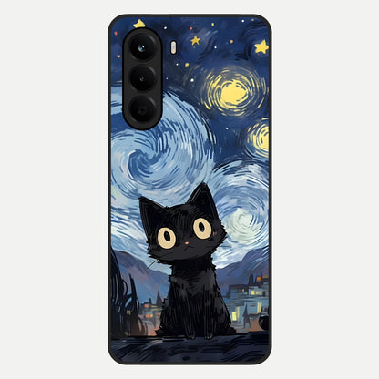  Van Gogh Cat Glass Case For OnePlus Nord CE 6 Lite back cover – full design glossy printed glass finish