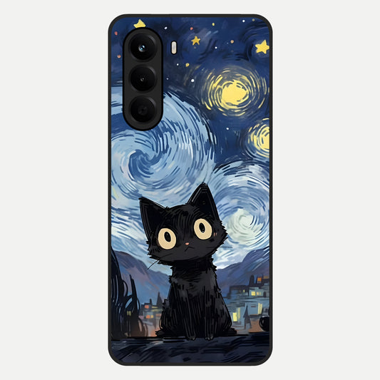  Van Gogh Cat Glass Case For OnePlus Nord CE 6 Lite back cover – full design glossy printed glass finish