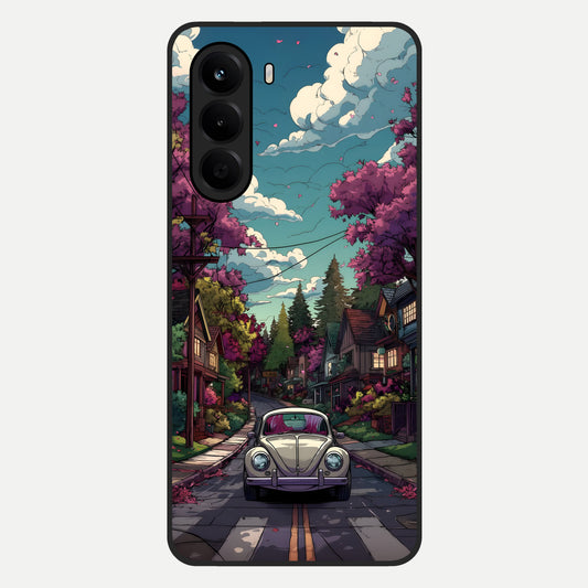  Vintage Street Drive Glass Case For OnePlus Nord CE 6 Lite back cover – full design glossy printed glass finish