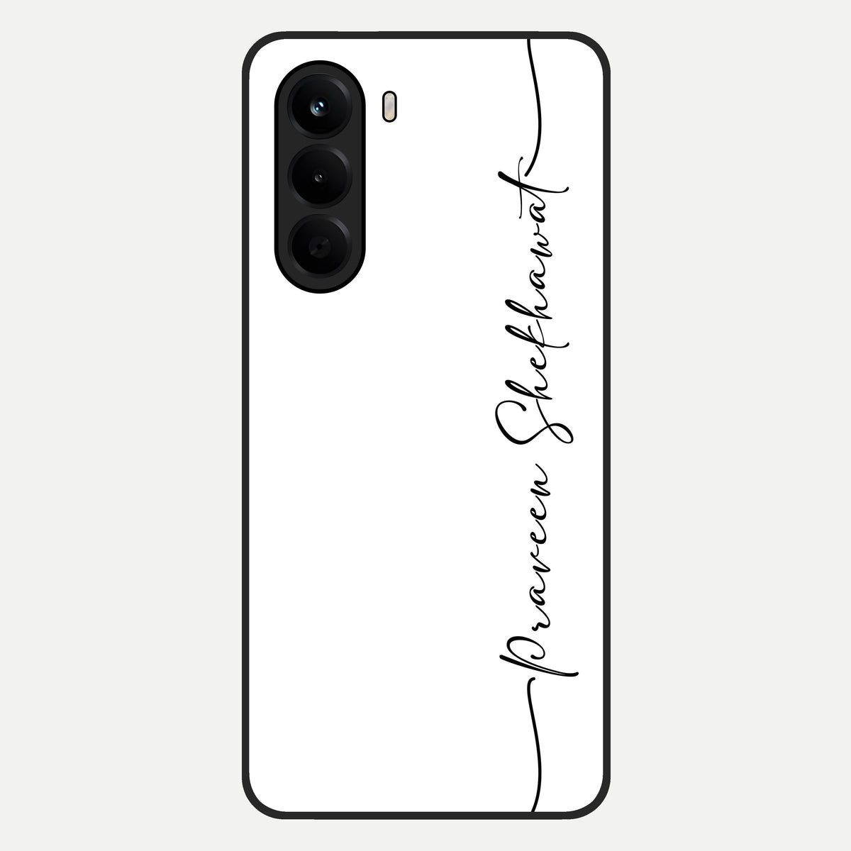  White Tune Custom Name Glass Case For OnePlus Nord CE 6 Lite back cover – personalized glossy printed glass finish