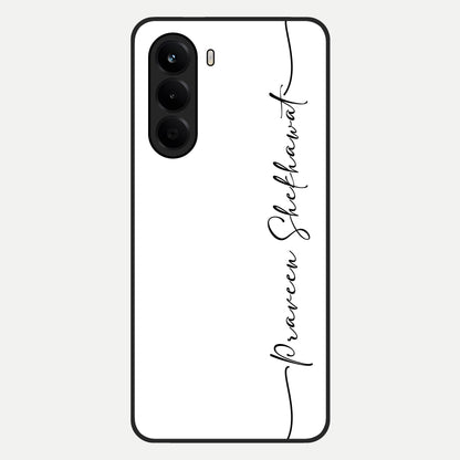  White Tune Custom Name Glass Case For OnePlus Nord CE 6 Lite back cover – personalized glossy printed glass finish
