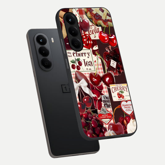  Aesthetic Cherry Tea phone case For OnePlus Nord CE 6 Lite showing premium glass back cover with detailed artwork