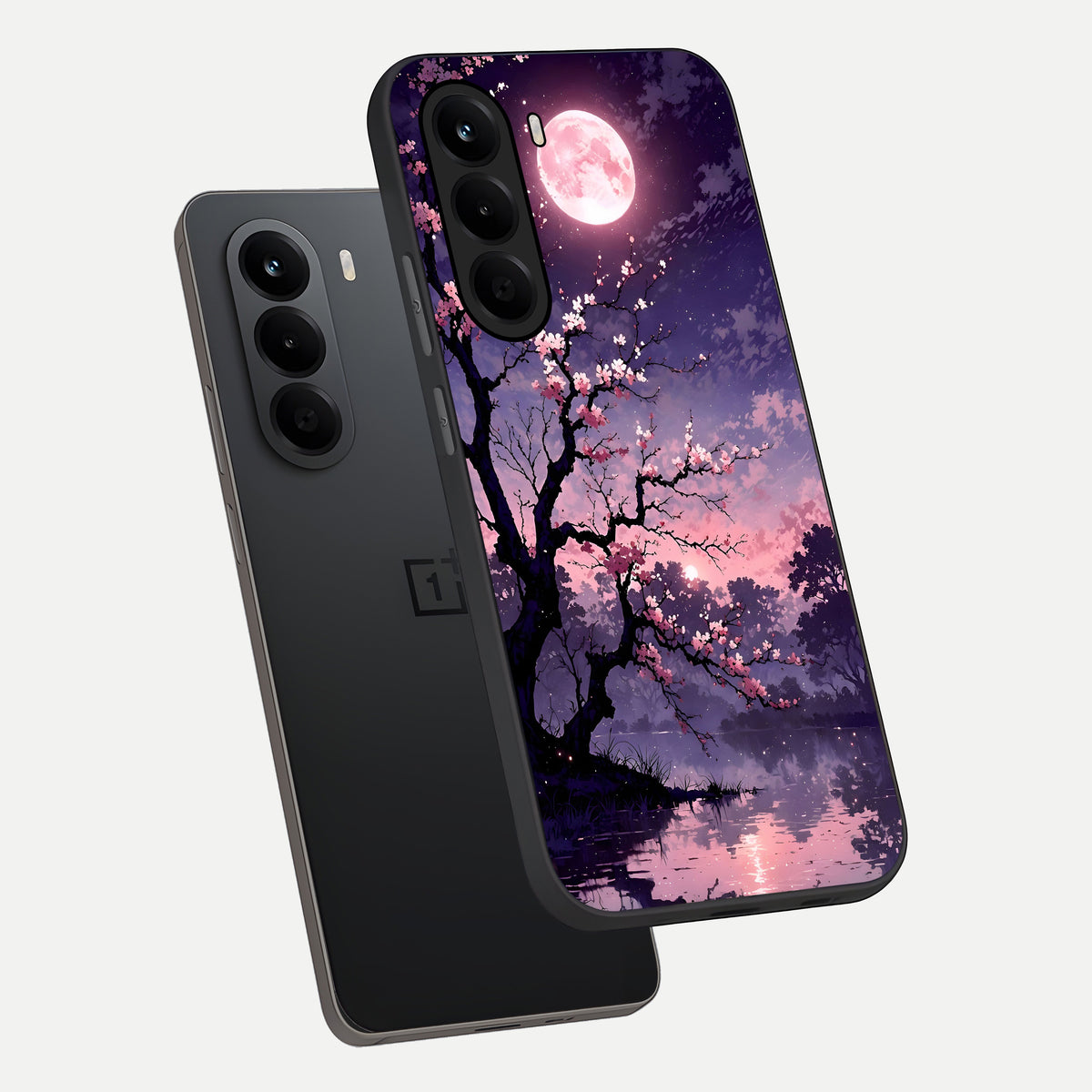  Blossom Pink Moon phone case For OnePlus Nord CE 6 Lite showing premium glass back cover with detailed artwork