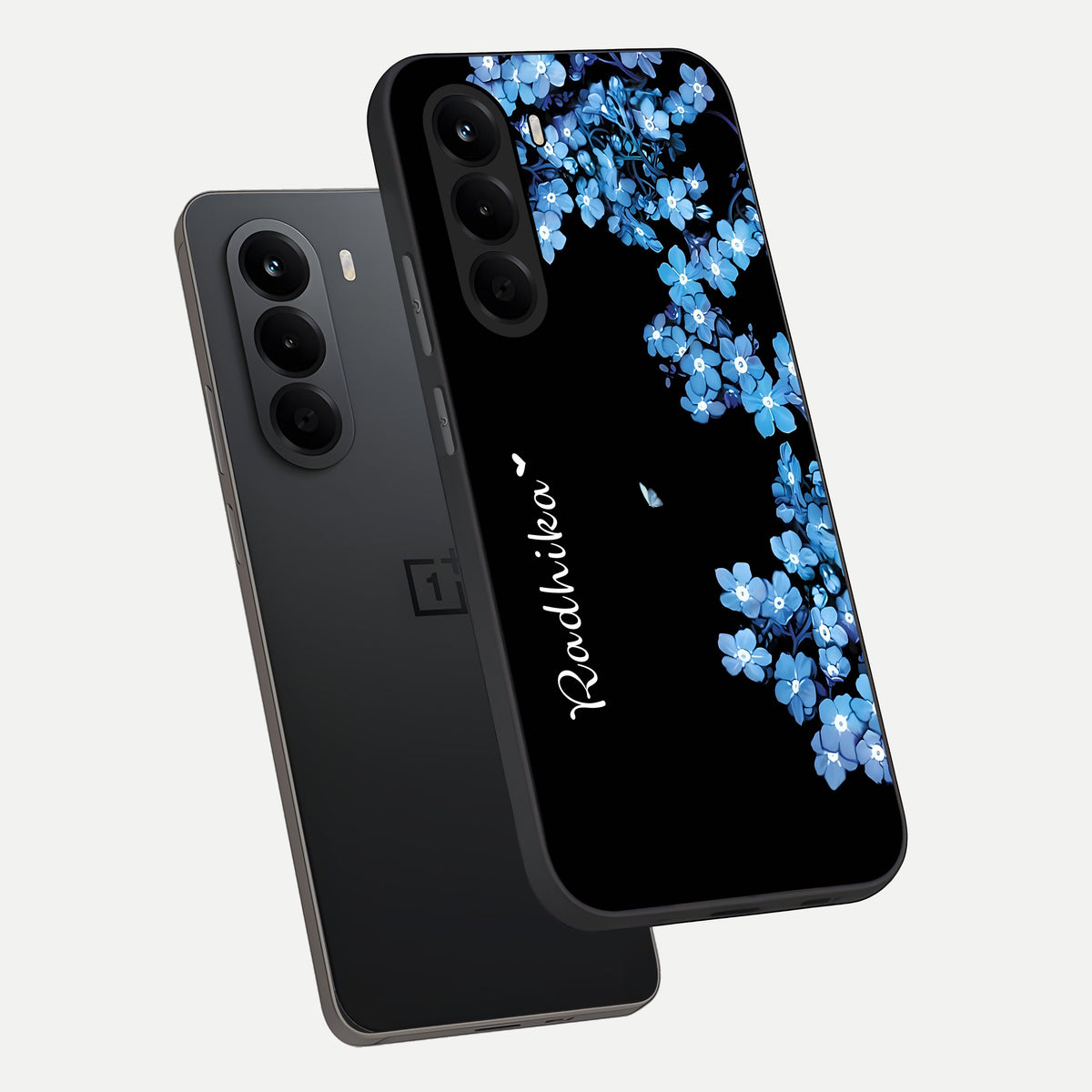  Blue Petal Dream Custom Name phone case For OnePlus Nord CE 6 Lite showing premium glass back cover with detailed artwork