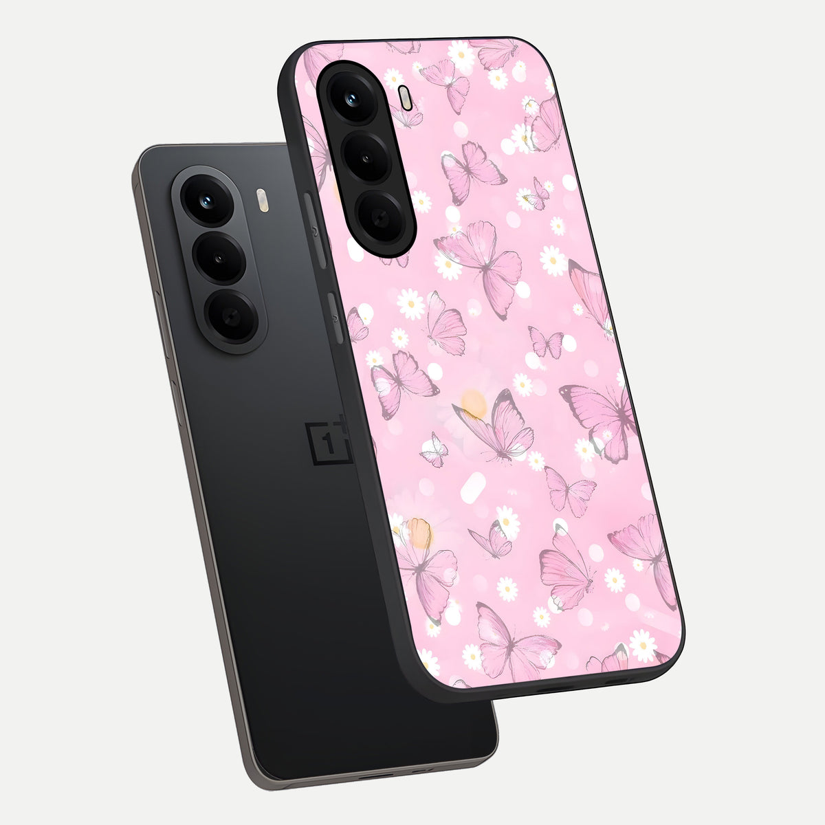  Blush Butterfly Garden phone case For OnePlus Nord CE 6 Lite showing premium glass back cover with detailed artwork