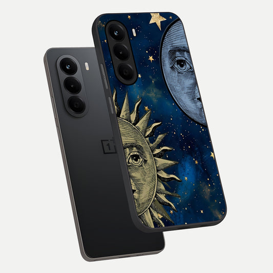  Celestial Moon With Sun phone case For OnePlus Nord CE 6 Lite showing premium glass back cover with detailed artwork