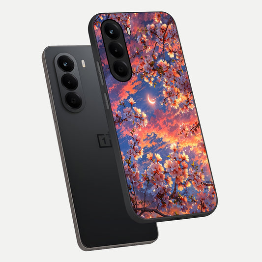  Celestial Sakura Sunset phone case For OnePlus Nord CE 6 Lite showing premium glass back cover with detailed artwork