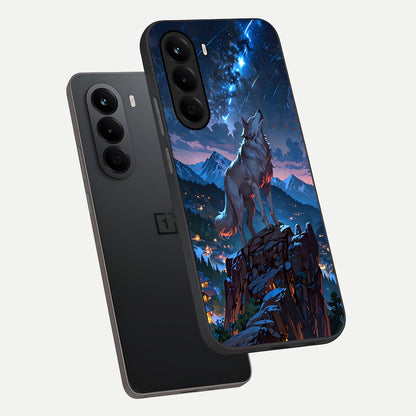  Celestial Wolf Howl phone case For OnePlus Nord CE 6 Lite showing premium glass back cover with detailed artwork