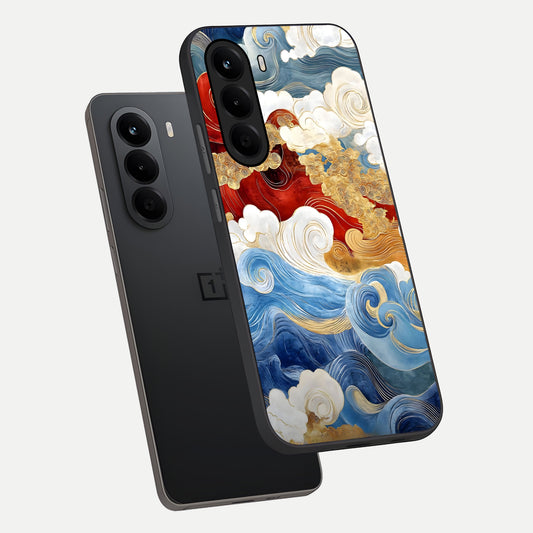  Colored Waves phone case For OnePlus Nord CE 6 Lite showing premium glass back cover with detailed artwork