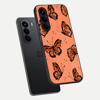  Coral Wing Butterfly phone case For OnePlus Nord CE 6 Lite showing premium glass back cover with detailed artwork