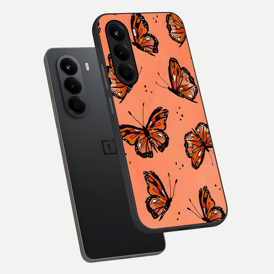  Coral Wing Butterfly phone case For OnePlus Nord CE 6 Lite showing premium glass back cover with detailed artwork