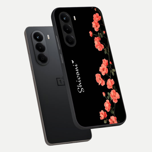  Crimson Bloom Grace Custom Name phone case For OnePlus Nord CE 6 Lite showing premium glass back cover with detailed artwork
