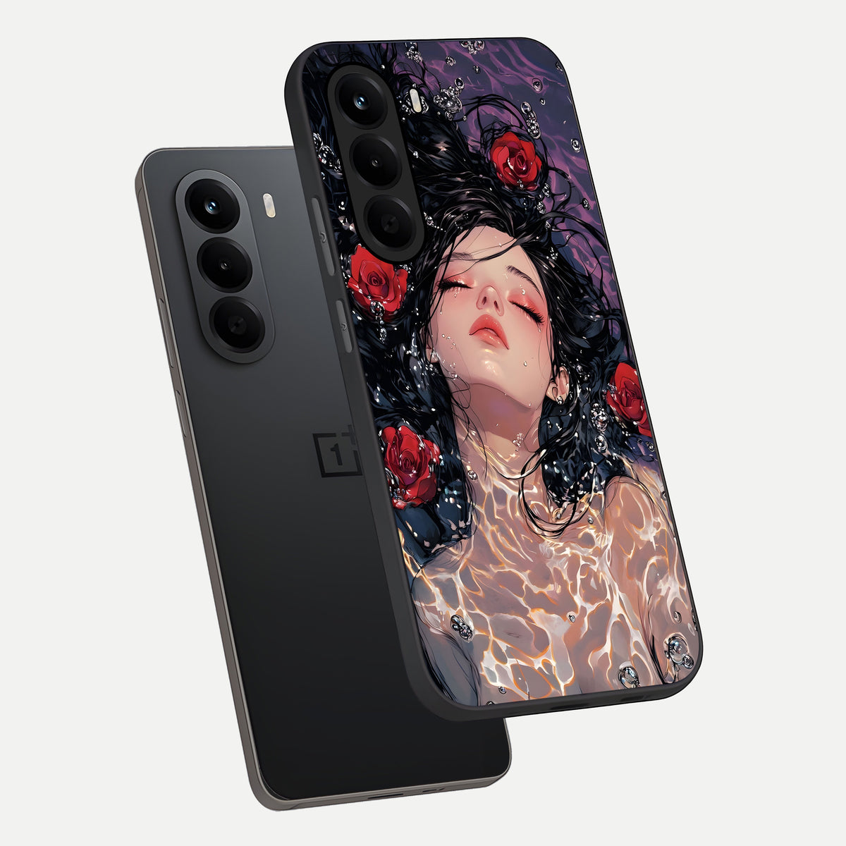  Crimson Rose Serenity phone case For OnePlus Nord CE 6 Lite showing premium glass back cover with detailed artwork