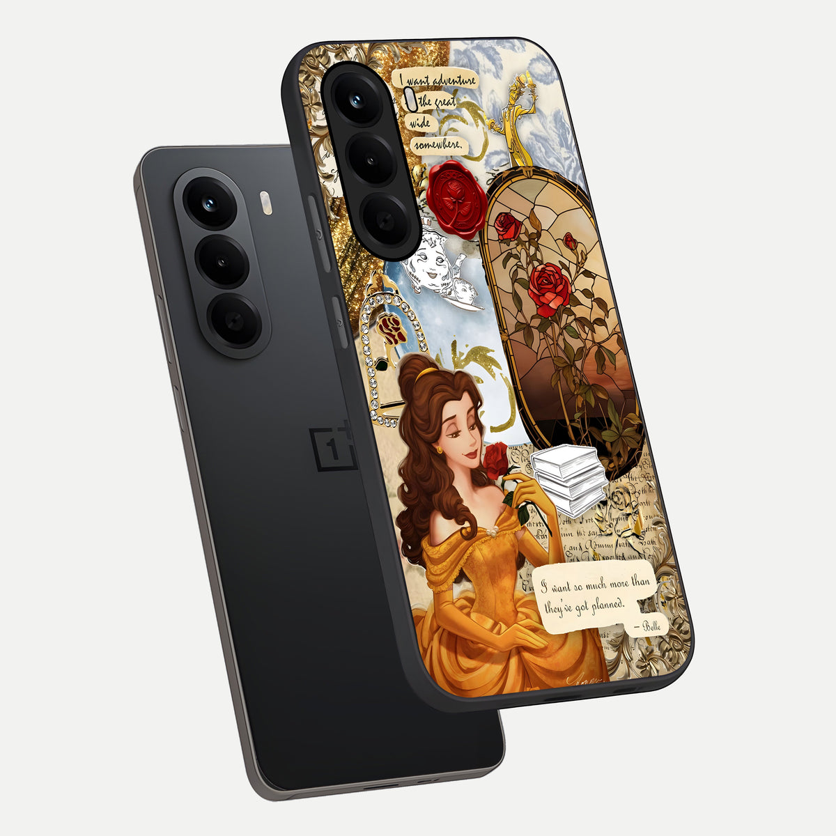  Golden Dream Belle phone case For OnePlus Nord CE 6 Lite showing premium glass back cover with detailed artwork