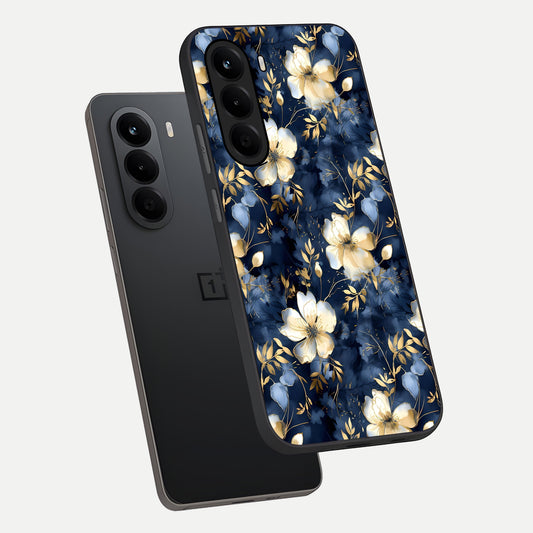  Golden Midnight Bloom phone case For OnePlus Nord CE 6 Lite showing premium glass back cover with detailed artwork