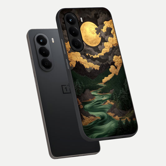  Golden River Moon phone case For OnePlus Nord CE 6 Lite showing premium glass back cover with detailed artwork