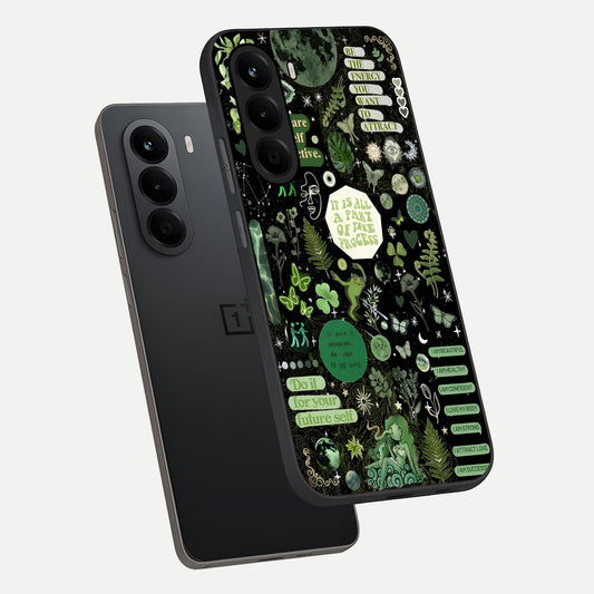  Green Mandala Pattern phone case For OnePlus Nord CE 6 Lite showing premium glass back cover with detailed artwork