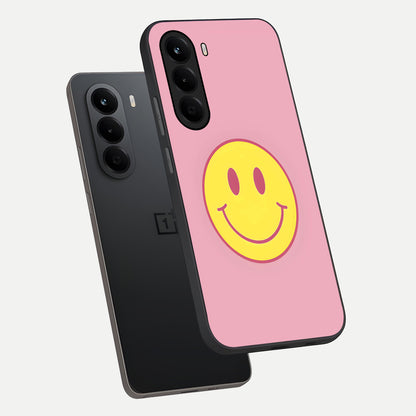 Happy Pink Mood phone case For OnePlus Nord CE 6 Lite showing premium glass back cover with detailed artwork