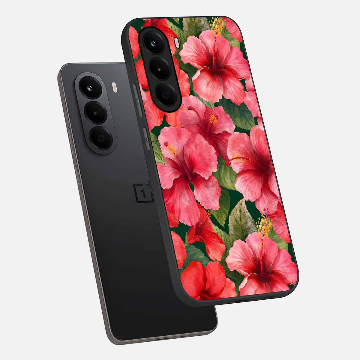  Hibiscus Pattern phone case For OnePlus Nord CE 6 Lite showing premium glass back cover with detailed artwork