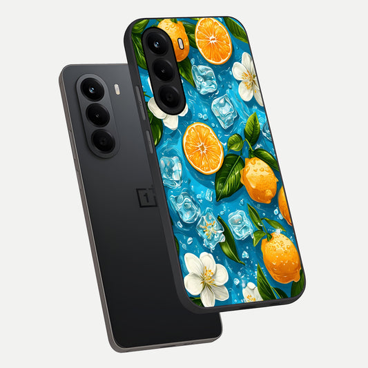 Ice Cube With Orange phone case For OnePlus Nord CE 6 Lite showing premium glass back cover with detailed artwork