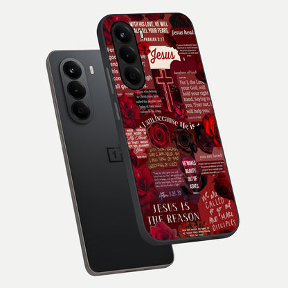 Jesus Love Heals phone case For OnePlus Nord CE 6 Lite showing premium glass back cover with detailed artwork