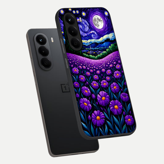  Lavender Moon Field phone case For OnePlus Nord CE 6 Lite showing premium glass back cover with detailed artwork