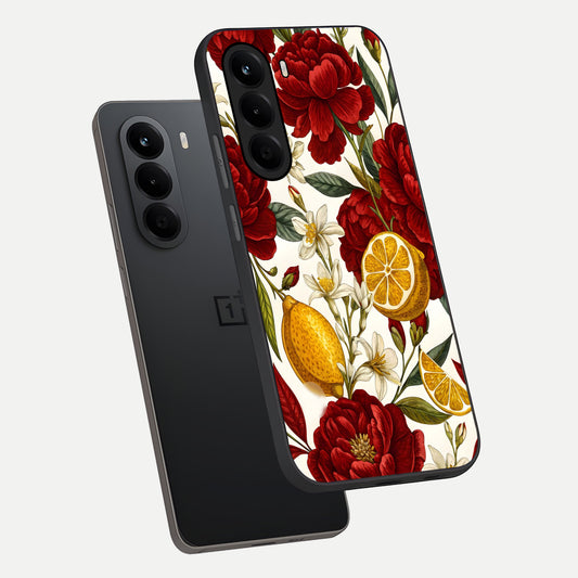  Lemon Rose Charm phone case For OnePlus Nord CE 6 Lite showing premium glass back cover with detailed artwork