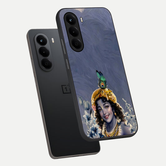  Lord Krishna phone case For OnePlus Nord CE 6 Lite showing premium glass back cover with detailed artwork