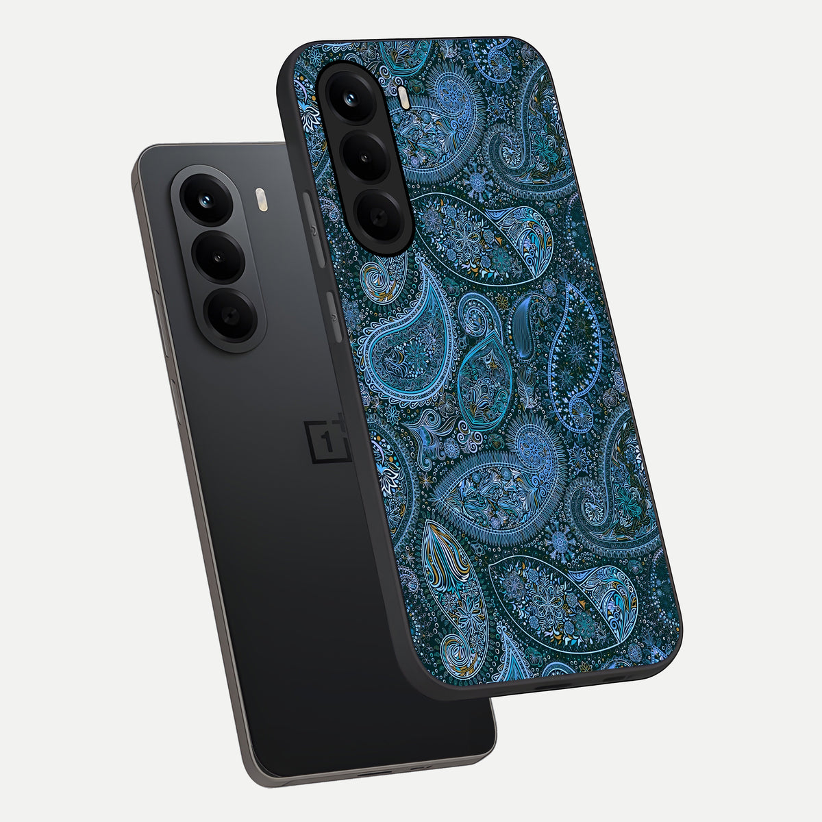 Midnight Paisley Glow phone case For OnePlus Nord CE 6 Lite showing premium glass back cover with detailed artwork