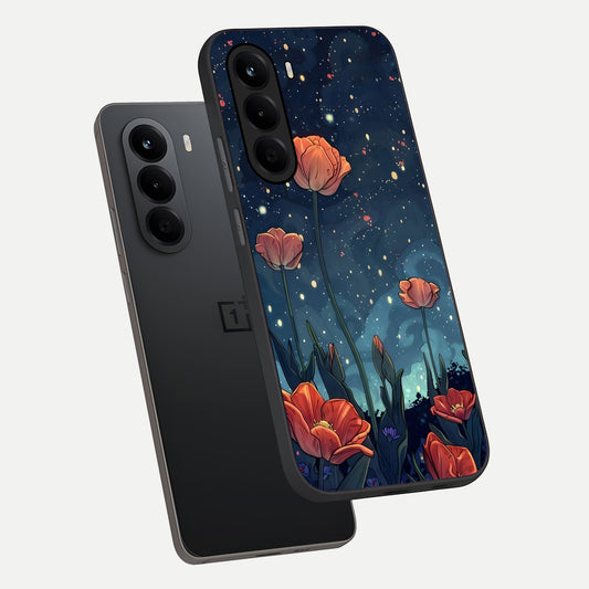  Midnight Tulip Glow phone case For OnePlus Nord CE 6 Lite showing premium glass back cover with detailed artwork