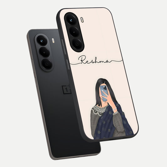  Mirror Mood Muse With Custom Name phone case For OnePlus Nord CE 6 Lite showing premium glass back cover with detailed artwork