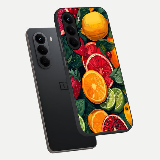  Multiple Fruits phone case For OnePlus Nord CE 6 Lite showing premium glass back cover with detailed artwork