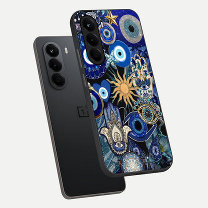  Mystic Blue Evil Eye phone case For OnePlus Nord CE 6 Lite showing premium glass back cover with detailed artwork