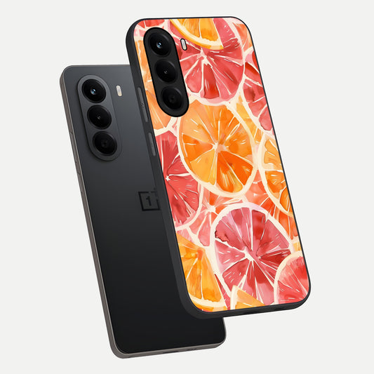  Orange Fruits Pattern phone case For OnePlus Nord CE 6 Lite showing premium glass back cover with detailed artwork