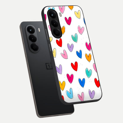  Playful Love Doodles phone case For OnePlus Nord CE 6 Lite showing premium glass back cover with detailed artwork