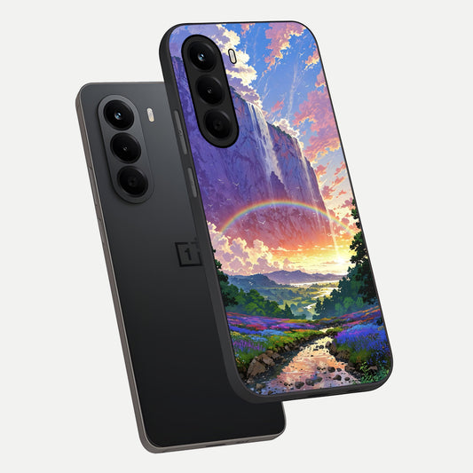  Rainbow Valley Dream phone case For OnePlus Nord CE 6 Lite showing premium glass back cover with detailed artwork