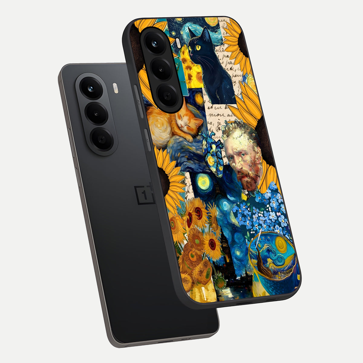  Sunflower Chic Mood Custom Name phone case For OnePlus Nord CE 6 Lite showing premium glass back cover with detailed artwork
