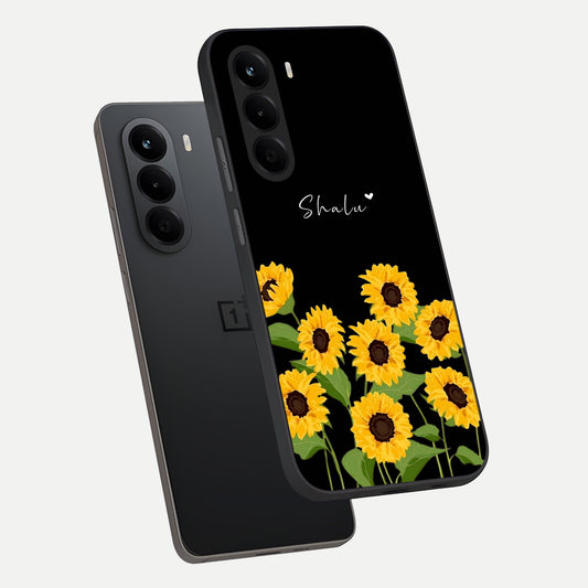  Sunflower Sky Bloom phone case For OnePlus Nord CE 6 Lite showing premium glass back cover with detailed artwork