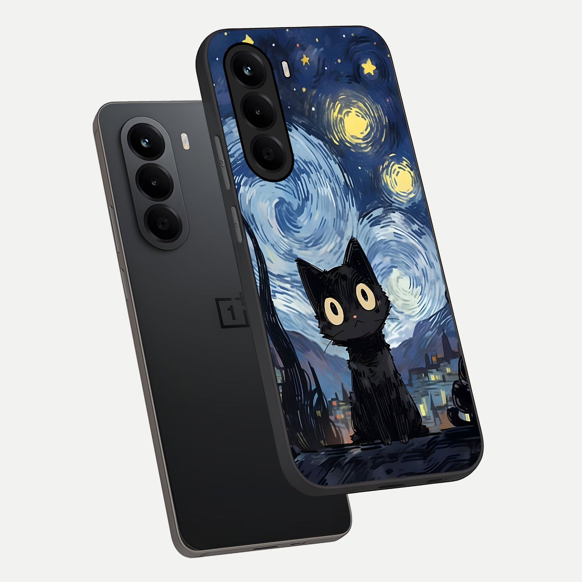  Van Gogh Cat phone case For OnePlus Nord CE 6 Lite showing premium glass back cover with detailed artwork
