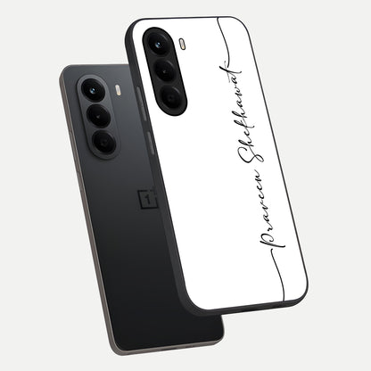  White Tune Custom Name phone case For OnePlus Nord CE 6 Lite showing premium custom name glass back cover