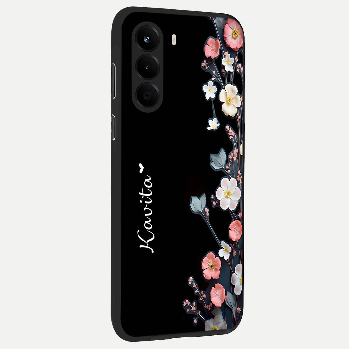  Black Elegance Floral Custom Name back cover For OnePlus Nord CE 6 Lite slim fit glass case with vibrant aesthetic design